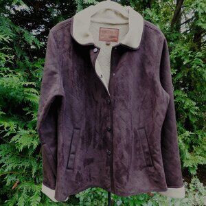 Outback Trading Co Ltd Faux Suede Snap-front Quilted Jacket with Sherpa Lining